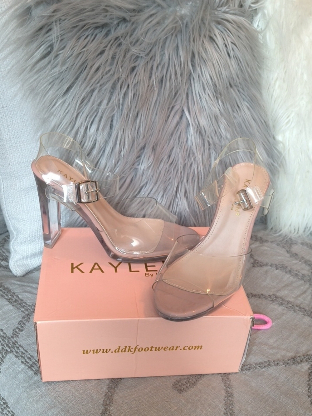 Clear PVC High Heel Sandals - Nude